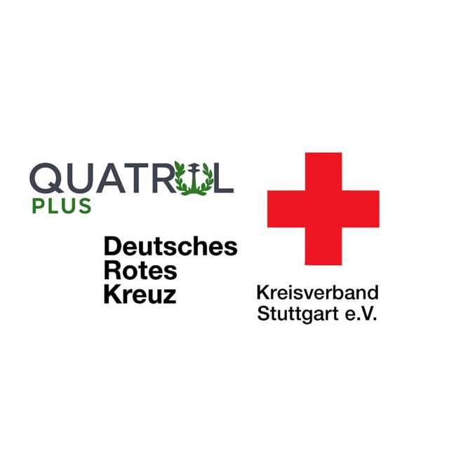 Logos von Quatrol Plus und Deutsches Rotes Kreuz Stuttgart für Spendenaktion
